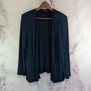 Alex Evenings Jacket Women 14W P Green Sparkle Shimmer Metallic Lightweight